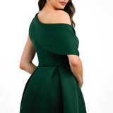 ASOS DESIGN Bare Shoulder Prom Scuba Midi Dress In Forest Green