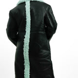 ASOS DESIGN Bonded Borg Trench Coat In Black And Mint