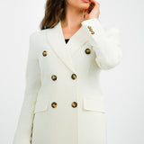 ASOS DESIGN Linen Double Breasted Suit Blazer In White