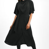 ASOS DESIGN Cowl Neck Midi Dress With Wrap Skirt In Black