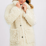 Topshop Chunky Borg Coat In Cream