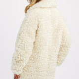 Topshop Chunky Borg Coat In Cream