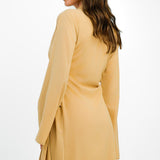 Pretty Lavish Wrap Midi Shirt Dress In Camel