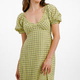 Topshop Textured Check Bust Cup Midi Dress In Lime