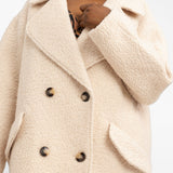 ASOS DESIGN Smart Double Breasted Boucle Wool Mix Coat In Cream