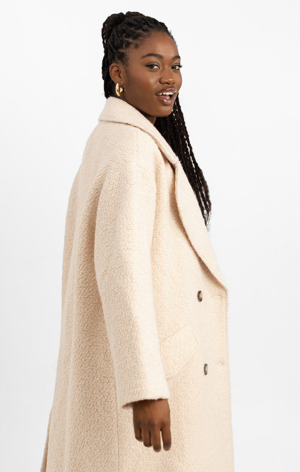 Rent ASOS DESIGN Cream Boucle Coat Hirestreet