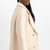 ASOS DESIGN Smart Double Breasted Boucle Wool Mix Coat In Cream