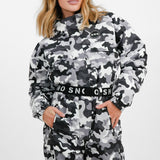 Topshop Sno Ski Suit With Funnel Neck & Belt In Camo Print