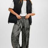 Free People Wide Leg Trousers In Metallic Gunmetal Grey