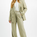 Topshop Tailored Oversized Double Breasted Blazer In Stone