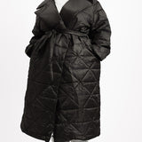 ASOS DESIGN Curve Nylon Quilted Maxi Puffer Coat In Black