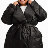 ASOS DESIGN Curve Nylon Quilted Maxi Puffer Coat In Black