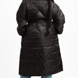 ASOS DESIGN Curve Nylon Quilted Maxi Puffer Coat In Black