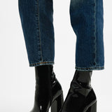 ALDO Mabel Square Toe Platform Heeled Boots In Black Patent