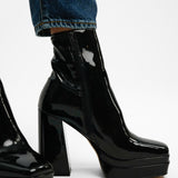 ALDO Mabel Square Toe Platform Heeled Boots In Black Patent