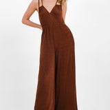 Topshop V Front Cut Out Jumpsuit In Chocolate