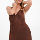 Topshop V Front Cut Out Jumpsuit In Chocolate