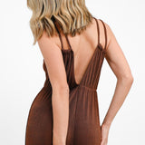 Topshop V Front Cut Out Jumpsuit In Chocolate