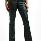 Topshop Faux Leather Zip Front Skinny Flare With Split Hem In Black