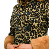 Miss Selfridge Leopard Duffle Swing Coat With Fur Hood