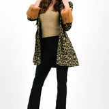 Miss Selfridge Leopard Duffle Swing Coat With Fur Hood