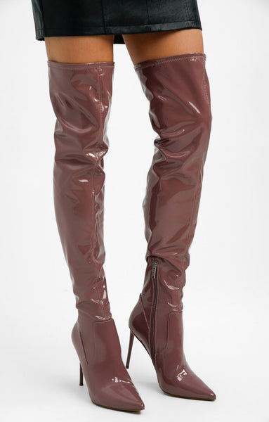 Steve Madden Vava Over The Knee Boots In Pink Patent