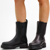 London Rebel Leather Chunky Chelsea Boot In Black