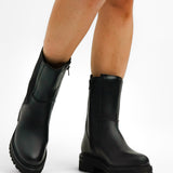 London Rebel Leather Chunky Chelsea Boot In Black