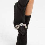 ASOS DESIGN Empress Heeled Bow Embellished Sock Boots In Black