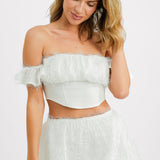 ASOS DESIGN Fluffy Detail Corset Crop Top Co-Ord In White