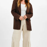 Topshop Relaxed Oversized Single Breasted Blazer In Chocolate Brown