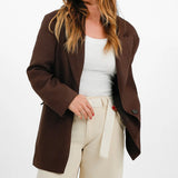 Topshop Relaxed Oversized Single Breasted Blazer In Chocolate Brown