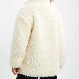 QED London Oversized Borg Coat In Ivory