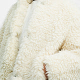 QED London Oversized Borg Coat In Ivory