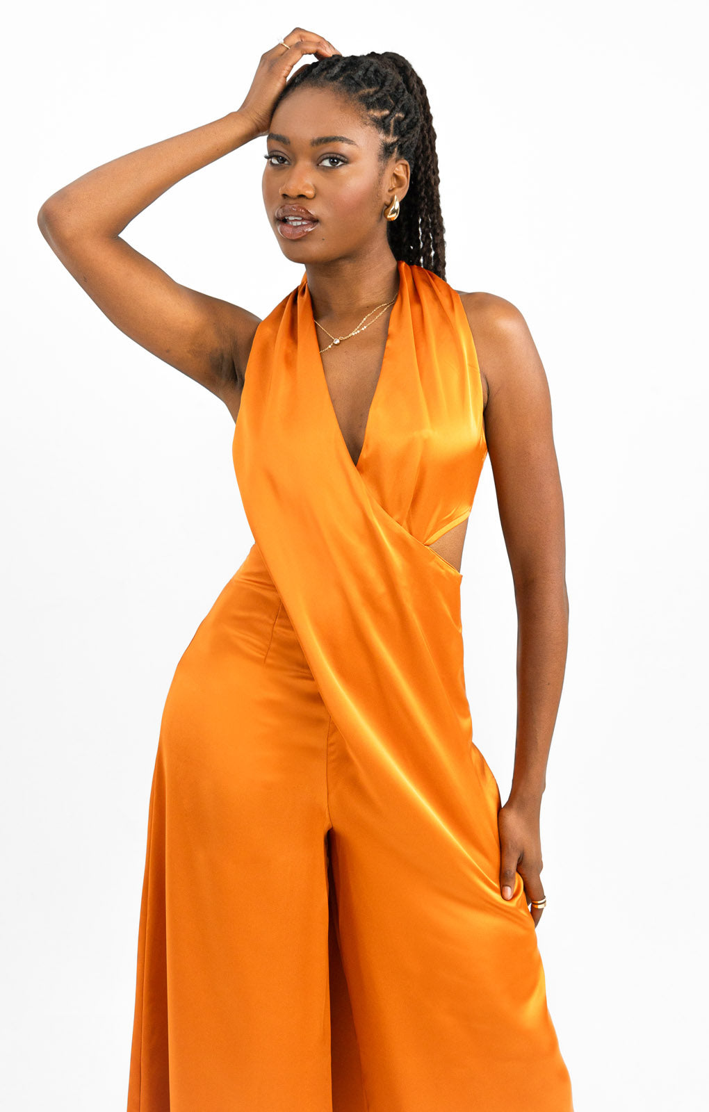 Rent ASOS DESIGN Copper Halter Jumpsuit Hirestreet