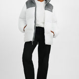 Columbia Puffect Puffer Jacket In Grey And White