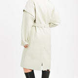 Aria Cove Vegan Leather Drop Shoulder Trench Coat In Cream