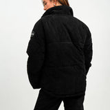 Topshop Sno Funnel Neck Puffer Ski Jacket In Black Cord