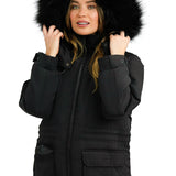 Topshop Petite Sno Ski Parka Coat With Fur Hood In Black