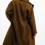 Helene Berman Double Breasted Boucle Coat In Brown