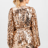 ASOS EDITION Batwing Sleeve Sequin Wrap Midi Dress In Gold