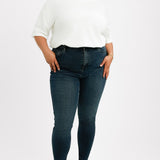 Topshop Curve High Rise Jamie Jeans In Blue Black