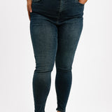 Topshop Curve High Rise Jamie Jeans In Blue Black