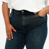 Topshop Curve High Rise Jamie Jeans In Blue Black