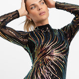 Raga Spotlight Worthy Embellished Midi Dress In Multi