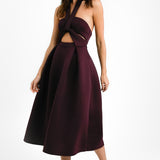 ASOS DESIGN Tall Twist Cut Out Halter Midi Dress In Aubergine