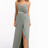 ASOS DESIGN Drape Cami Maxi Dress With Satin Waist Detail In Olive