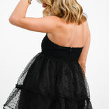 Jaded Rose Bandeau Super Mini Organza Dress In Black