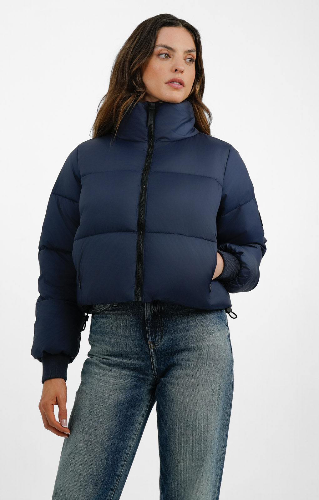 Crop puffer fashion coat