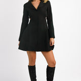 Topshop Open Back Full Skirt Blazer Mini Dress In Black